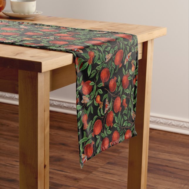 Pomegranates and Bella Moths  Short Table Runner (In Situ)