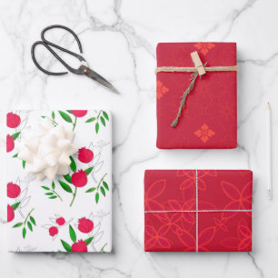 Pomegranates and Coordinating Prints Wrapping Paper Sheet
