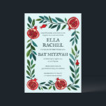 Pomegranates Custom B'nai Bat Bar Mitzvah QR Code Invitation<br><div class="desc">Perfect card to announce a bar mitzvah, bat mitzvah or other Jewish celebration! Hand made art for you! FULLY CUSTOMIZABLE! Click on “Personalise” above to edit the text and add your link to the QR code. Click "edit using design tool" to adjust the fonts, colours and placements and to delete...</div>