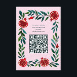 Pomegranates Custom QR Bat Bar Mitzvah Watercolor Enclosure Card<br><div class="desc">Perfect enclosure card to include with invitations for a bar mitzvah, bat mitzvah or other Jewish celebration! Hand made art for you! FULLY CUSTOMIZABLE! Click on “Personalise” above to edit the text and add your link to the QR code. Click "edit using design tool" to adjust the fonts, colours and...</div>