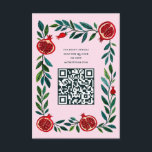 Pomegranates Custom QR Bat Bar Mitzvah Watercolor Enclosure Card<br><div class="desc">Perfect enclosure card to include with invitations for a bar mitzvah, bat mitzvah or other Jewish celebration! Hand made art for you! FULLY CUSTOMIZABLE! Click on “Personalise” above to edit the text and add your link to the QR code. Click "edit using design tool" to adjust the fonts, colours and...</div>