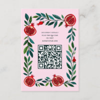 Pomegranates Custom QR Bat Bar Mitzvah Watercolor