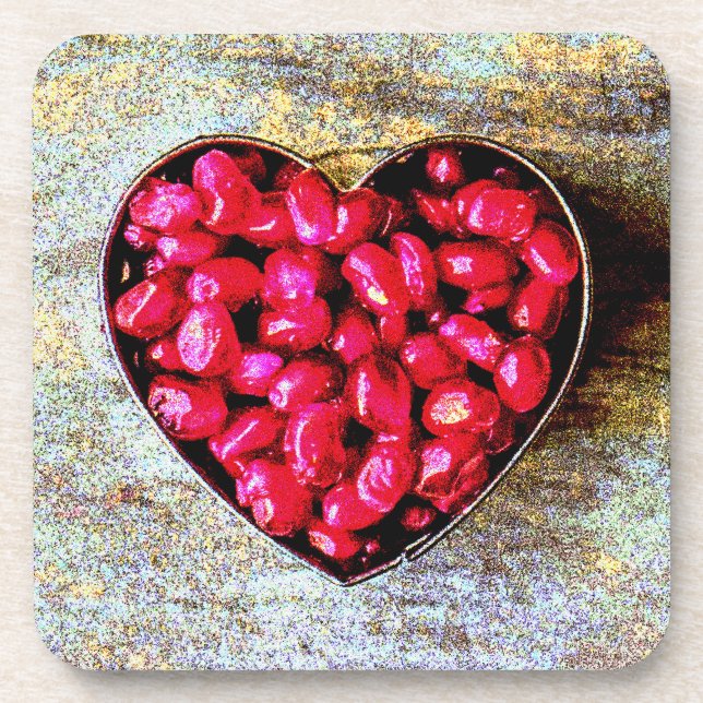 "Pomegranates Heart Fruit" Cute Photo. Buy Now Coaster (Front)
