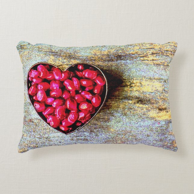 "Pomegranates Heart Fruit" Cute Photo. Buy Now Decorative Cushion (Front)