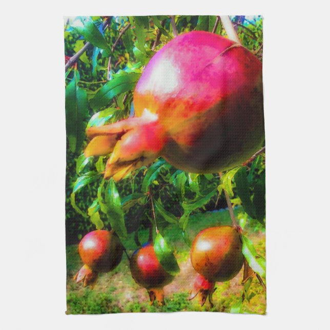 Pomegranates on the Tree Tea Towel (Vertical)