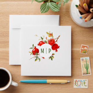 Pomegranates watercolor theme Bright colours Envelope