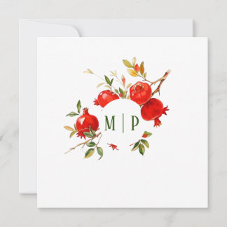 Pomegranates watercolor theme Bright colours Invitation
