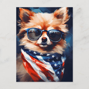 Pomeranian 4th of July Independence day Postcard