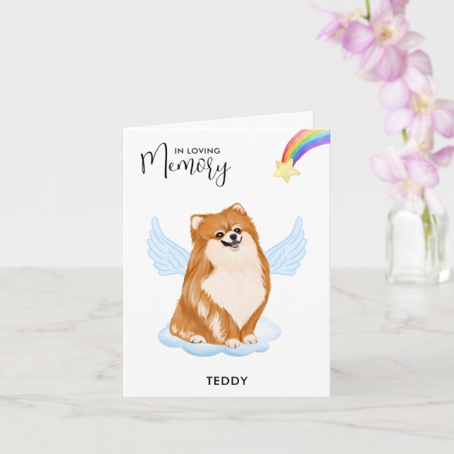 Pomeranian Angel Dog Memorial Pet Loss Sympathy  Card (Orchid)