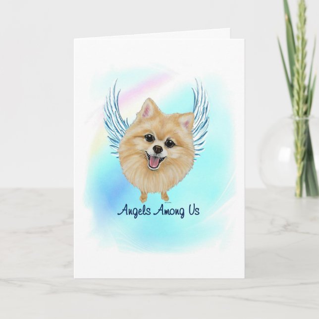 Pomeranian Angel Dog Pet Loss Sympathy Card (Front)
