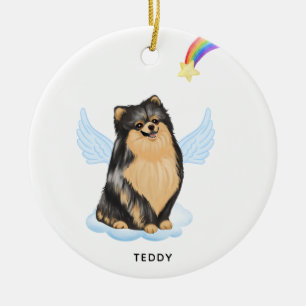 Pomeranian Angel Personalised Dog Pet Memorial  Ceramic Tree Decoration