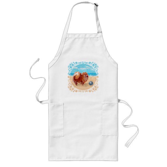 Pomeranian at the Seashore Long Apron (Front)