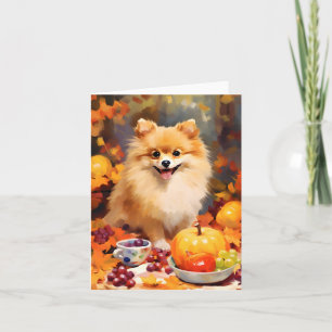 Pomeranian Autumn Thanksgiving Card