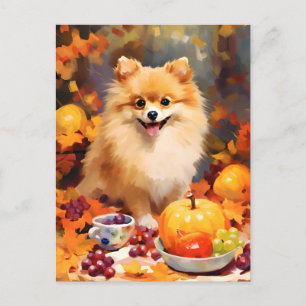 Pomeranian Autumn Thanksgiving Postcard