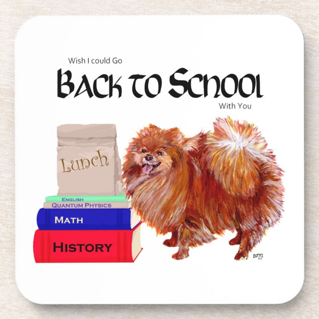 Pomeranian Back to School Coaster (Front)