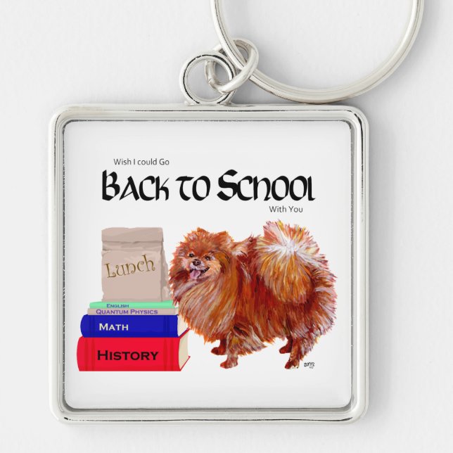 Pomeranian Back to School Key Ring (Front)