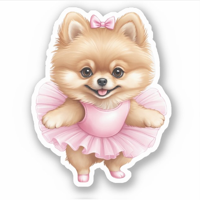 Pomeranian Ballerina Sticker 3 x 3 (Front)