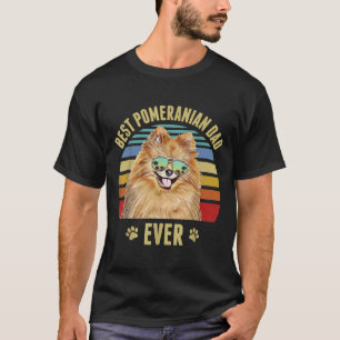 Pomeranian Best Dog Dad Ever Retro Sunset Beach Vi T-Shirt