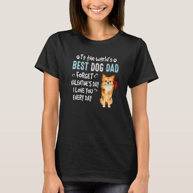 Pomeranian Best Dog Dad Valentines Day Puppy T-Shirt (Front)