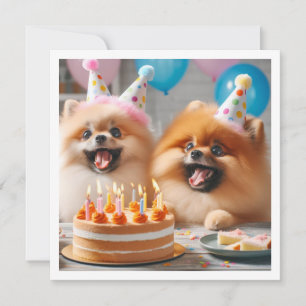 Pomeranian birthday card, Pomerania, Pomeranian Invitation