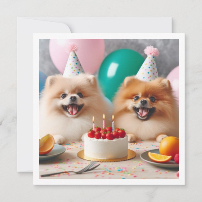 Pomeranian birthday card, Pomeranian, Pomeranian  Invitation (Front)