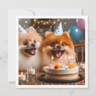 Pomeranian birthday card, Pomeranian, Pomeranian Invitation