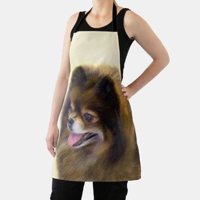 Pomeranian Black and Tan Painting Original Dog Art Apron (Insitu)