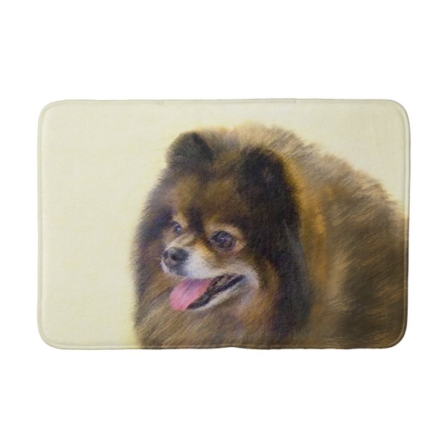 Pomeranian Black and Tan Painting Original Dog Art Bath Mat (Front)