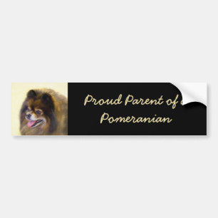 Pomeranian Black and Tan Painting Original Dog Art Bumper Sticker