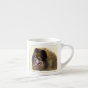 Pomeranian Black and Tan Painting Original Dog Art Espresso Cup