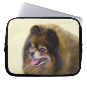 Pomeranian Black and Tan Painting Original Dog Art Laptop Sleeve