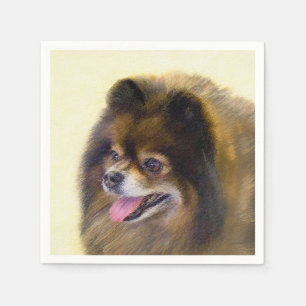 Pomeranian Black and Tan Painting Original Dog Art Napkin