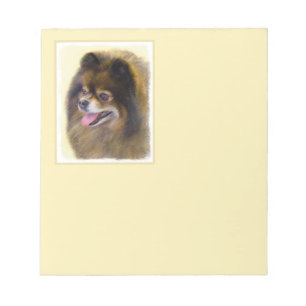 Pomeranian Black and Tan Painting Original Dog Art Notepad