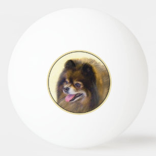 Pomeranian Black and Tan Painting Original Dog Art Ping Pong Ball