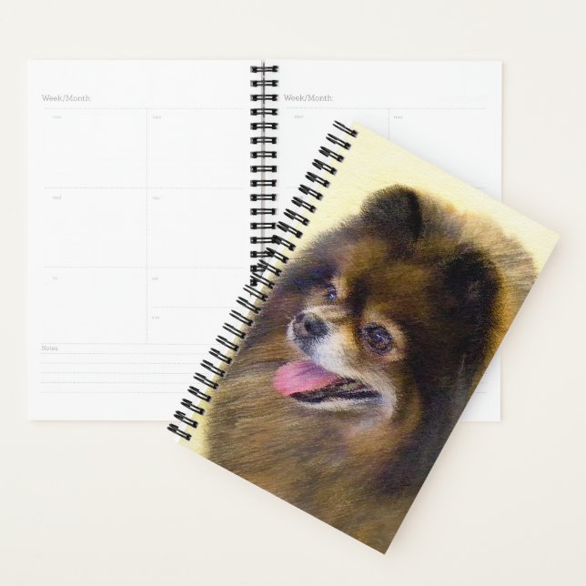 Pomeranian Black and Tan Painting Original Dog Art Planner (Display)