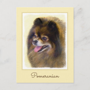 Pomeranian Black and Tan Painting Original Dog Art Postcard