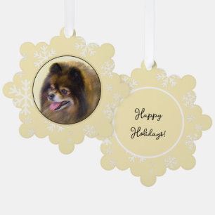 Pomeranian Black and Tan Painting Original Dog Art Tree Decoration Card