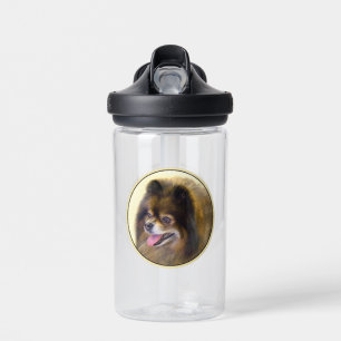 Pomeranian Black and Tan Painting Original Dog Art Water Bottle