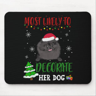 Pomeranian Black Dog Christmas Most Likely To Deco Mouse Mat