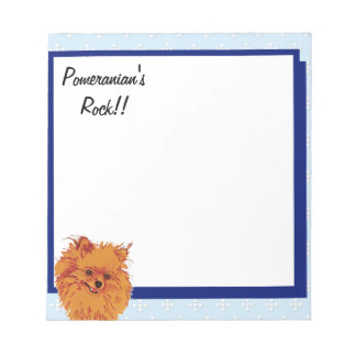 Pomeranian - Blue w/ White Diamond Design Notepad