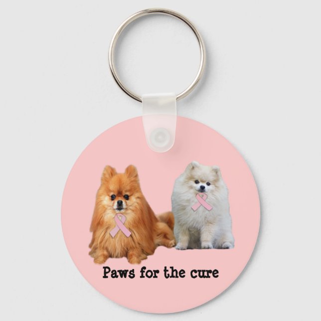 Pomeranian Breast Cancer Keychain (Front)