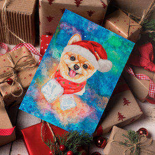 Pomeranian Breed Dog Christmas Holiday Postcard