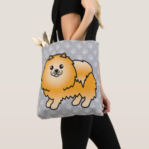 Pomeranian Cartoon Dog In Orange Coat Tote Bag