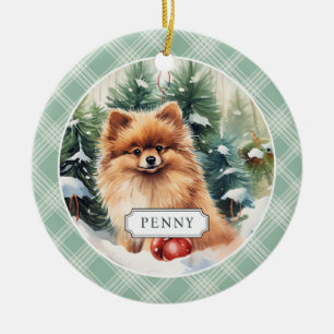 Pomeranian Ceramic Circle Ornament