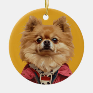 Pomeranian ceramic tree decoration