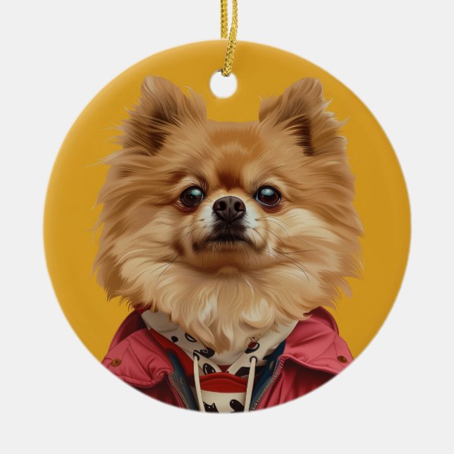 Pomeranian  ceramic tree decoration (Front)