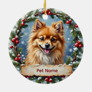 Pomeranian Christmas Ceramic Tree Decoration