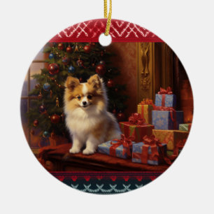 Pomeranian Christmas Ceramic Tree Decoration