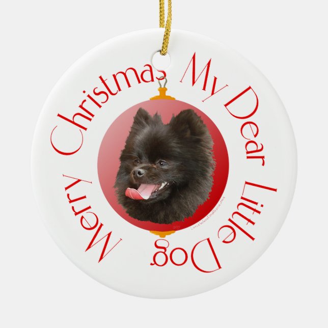 Pomeranian Christmas Ceramic Tree Decoration (Front)