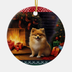Pomeranian Christmas Ceramic Tree Decoration